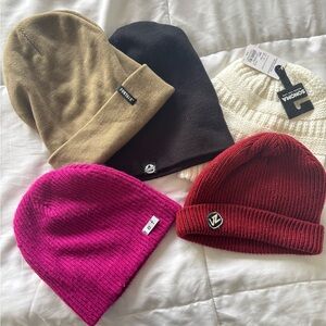Beanie Hat Set - Black, Tan, Pink, Red, Cream